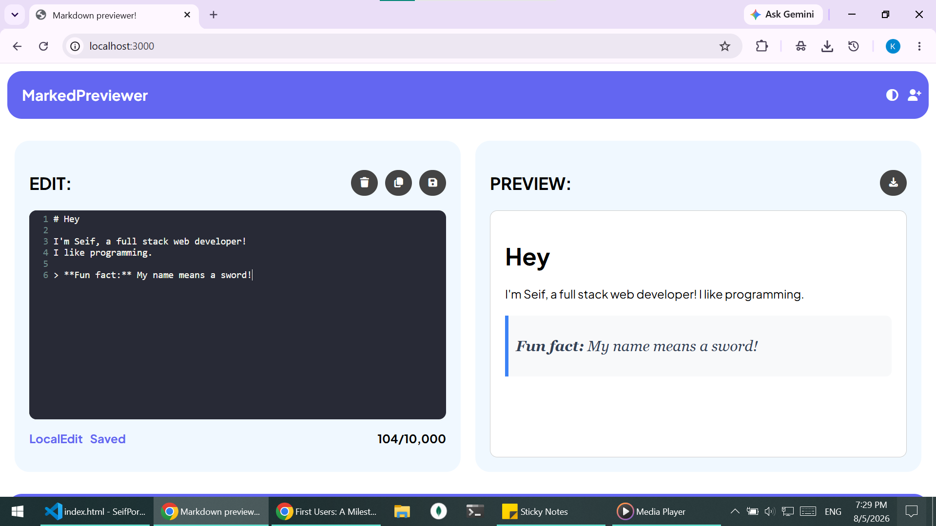Markdown Previewer Image